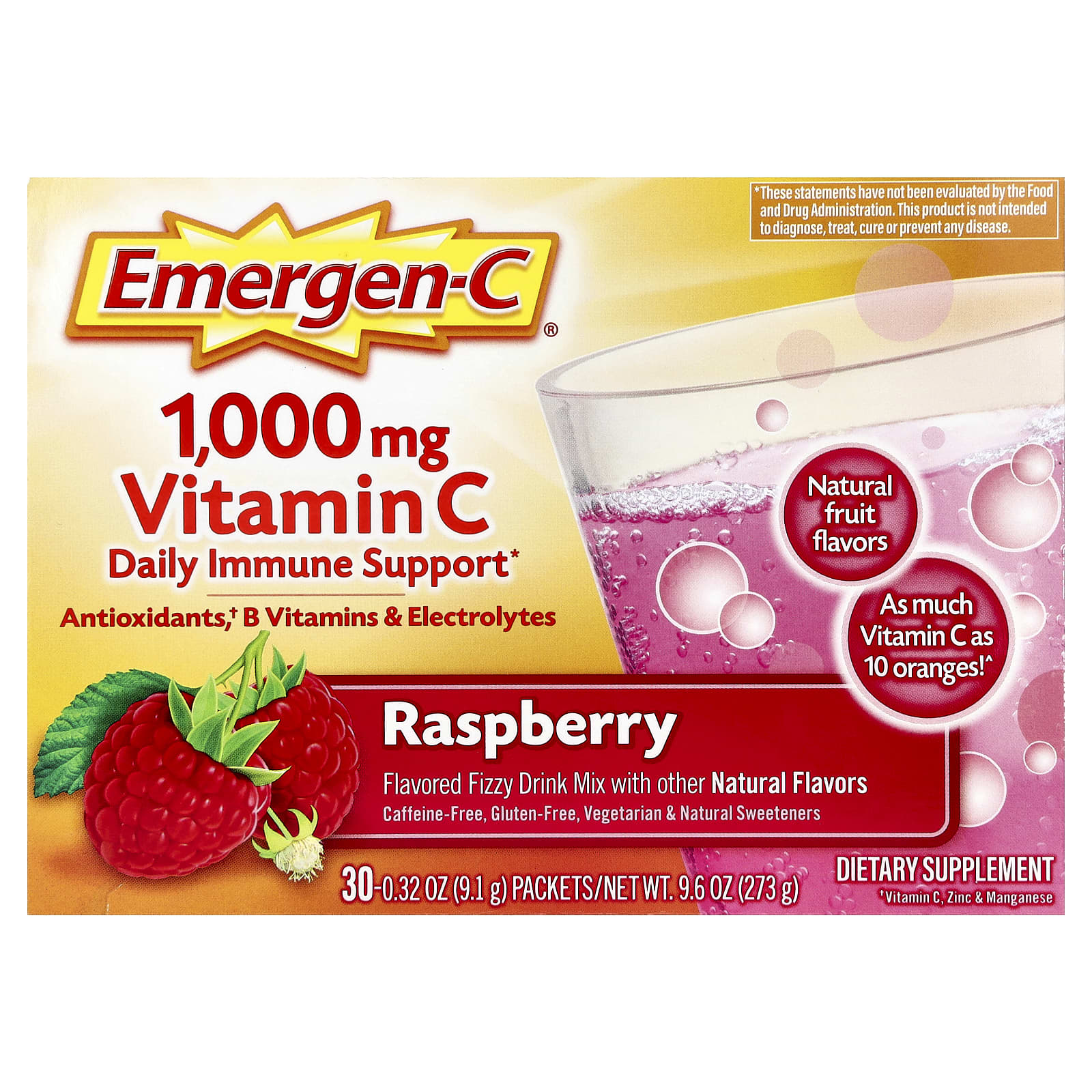 Emergen-C Vitamin C – Raspberry – 9,1 g de Emergen-C