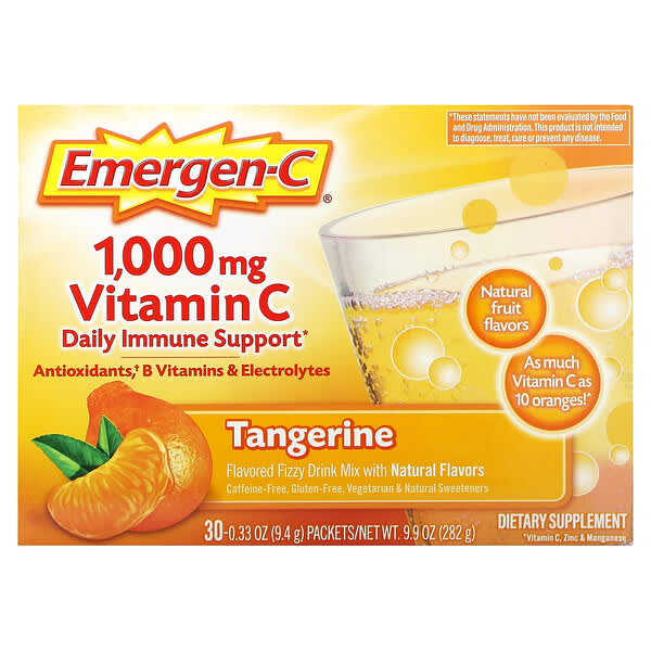 Emergen-C, 維生素 C，調味起泡混合飲品，橘子味，1,000 毫克，30 包，每包 0.33 盎司（9.4 克）