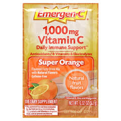 Emergen-C, 비타민C, 향료 첨가된 발포 드링크 믹스, 슈퍼 오렌지 맛, 1,000mg, 30팩, 개당 9.1g(0.32oz)