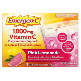Emergen-C, 維生素 C，調味起泡飲品混合物，粉色檸檬水，1,000 毫克，30 包，每包 0.33 盎司（9.4 克）