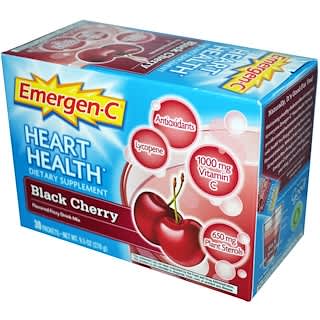 Emergen-C, エマージェン-C、 心臓の健康、 ブラックチェリー、 フレーバー付き発泡ドリンクミックス、 30包、 各包0.3オンス (9.0 g)