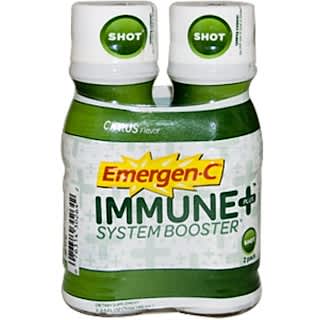 Emergen-C Immune+ System Booster Shot, Citrus Flavor, 2 Pack, 2.5 fl oz (74 ml) Each