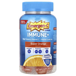 Emergen-C, Immune+, жевательные таблетки, со вкусом апельсина, 45 жевательных таблеток