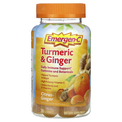 Emergen-C, Turmeric Gummies, Citrus Ginger Flavor, 36 Gummies
