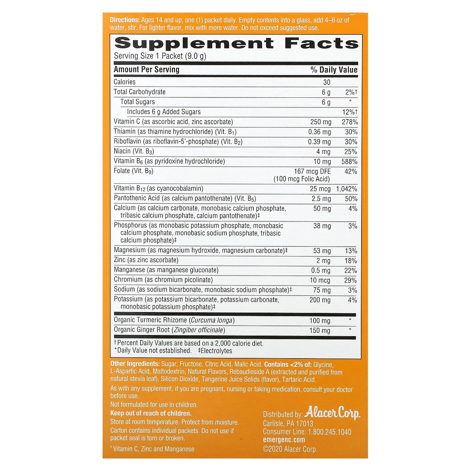 EmergenC, Turmeric & Ginger, CitrusGinger, 18 Packets, 0.32 oz (9 g) Each