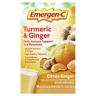 Emergen-C, 강황 & 생강, 감귤류-생강, 18팩, 각 9g(0.32oz)