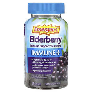 Emergen-C, Immune+ Gummies, Elderberry , 45 Gummies