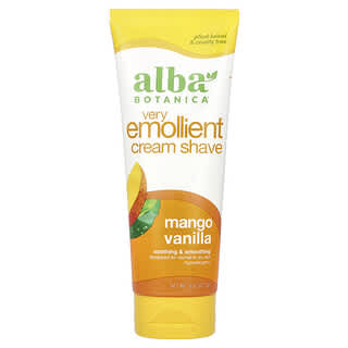 Alba Botanica, Afeitado en crema muy emoliente, Mango y vainilla, 227 g (8 oz)