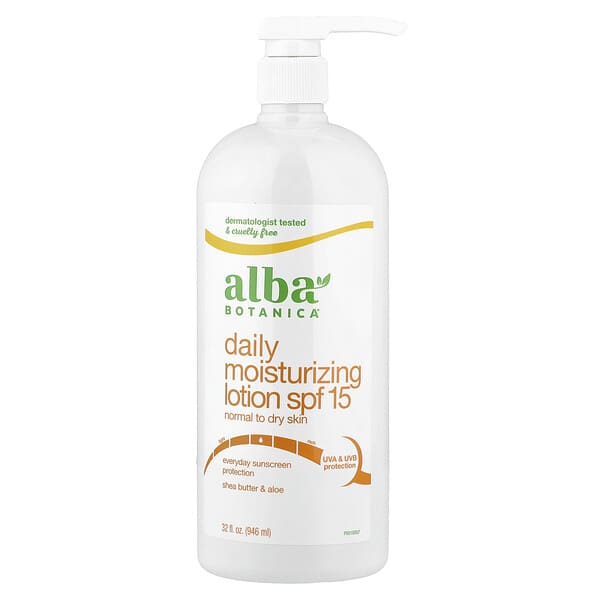 Alba Botanica, Daily Moisturizing Lotion, SPF 15, Normal to Dry Skin, 32 fl oz (946 ml)
