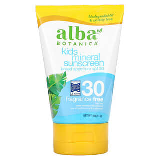 Alba Botanica, 兒童，礦物質抗曬霜，SPF 30，無香，4 盎司（113 克）
