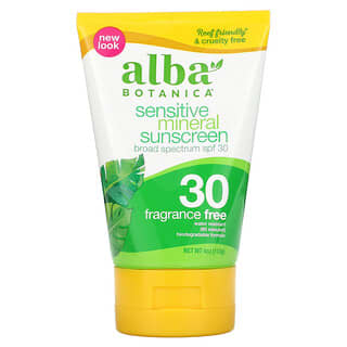 Alba Botanica, 礦物質抗曬，敏感肌膚，無香，SPF 30，4 盎司（113 克）