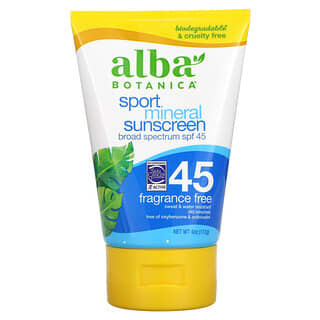 Alba Botanica, 运动矿物质抗晒霜，SPF 45，无香，4 盎司（113 克）