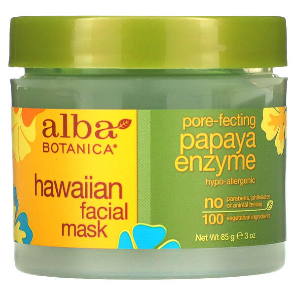 Alba Botanica, ハワイアンフェイスマスク、毛穴洗浄パパイヤ酵素、85g（3オンス）