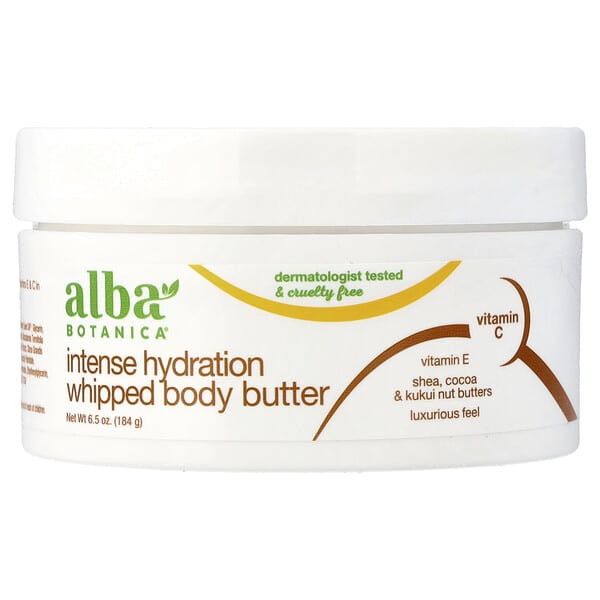 Alba Botanica, 인텐스 하이드레이션 휩드 바디 버터, 184g(6.5oz)