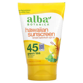 Alba Botanica, Hawaiian Sunscreen, Green Tea, SPF 45, 4 fl oz (118 g)