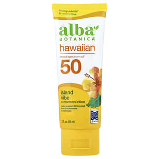 Alba Botanica, гавайский солнцезащитный лосьон, SPF 50, с тропическим ароматом, 89 мл (3 жидк. унции)