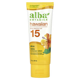 Alba Botanica, Hawaiian Sunscreen Lotion, SPF 15, Aloe Vera, 3 fl oz (89 ml)