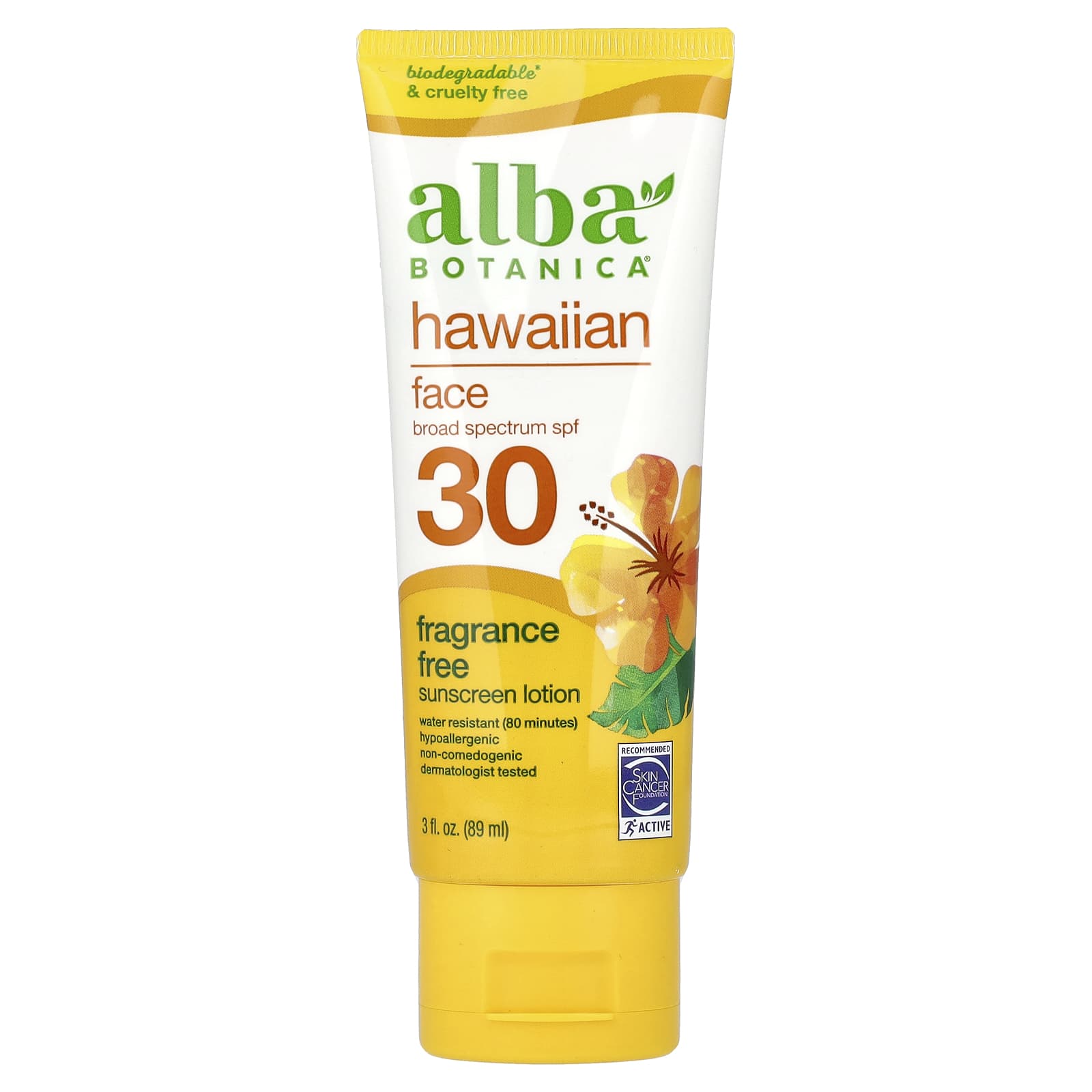 Alba Botanica, Hawaiian Face Sunscreen Lotion, SPF 30, Fragrance Free ...