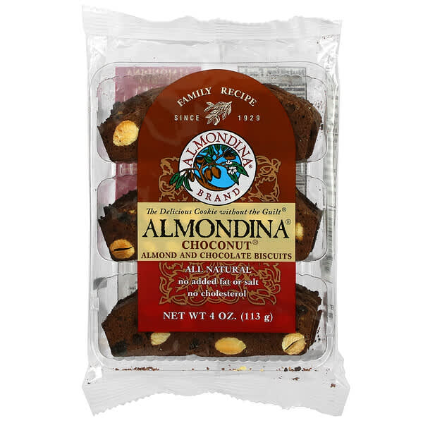 Almondina, Noz com Chocolate, Biscoitos de Amêndoas e Chocolate, 4 oz (113 g)