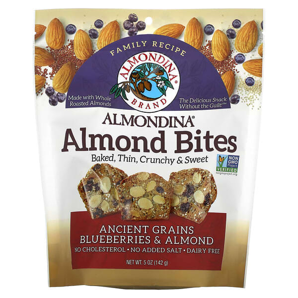 Almondina, アーモンドバイツ、古代穀物、ブルーベリー＆アーモンド、142g（5オンス）