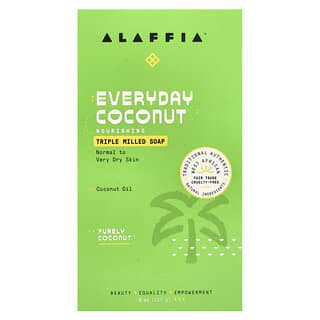 Alaffia, Everyday Coconut, Barre de savon triplement broyée, Purely Coconut, 227 g