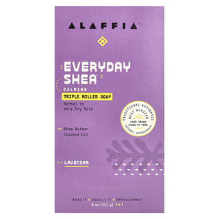 Alaffia, Everyday Shea, Triple Milled Bar Soap , Lavender, 8 oz (227 g)