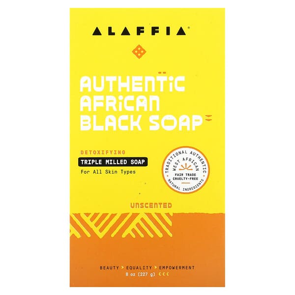 Alaffia, 正宗非洲黑皂，三重研磨，無香型，8 盎司（227 克）