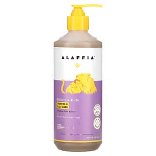 Alaffia, Champú y jabón líquido para el cuerpo para bebés y niños, Limón y lavanda, 473 ml (16 oz. líq.)