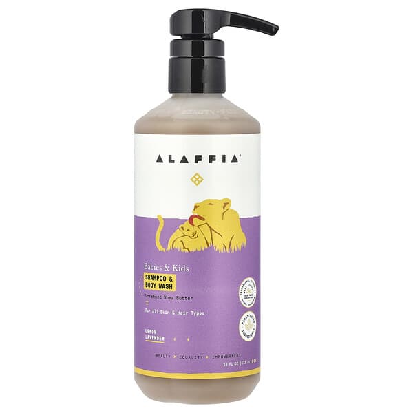 Alaffia, 베이비 & 키즈 샴푸 및 바디 워시, 모든 피부 및 모발용, 레몬 라벤더 향, 473ml(16fl oz)