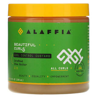 Alaffia, Beautiful Curls, Crema para el control de rizos, Todos los rizos, Manteca de karité sin refinar, 235 ml (8 oz. líq.)