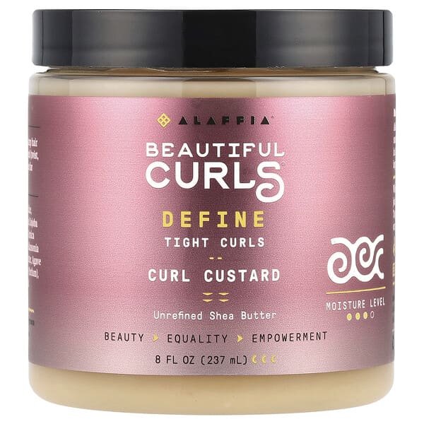 Alaffia, Beautiful Curls, Define, 컬 커스터드, 비정제 시어버터, 237ml(8fl oz)