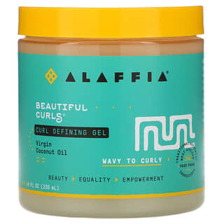 Alaffia, Beautiful Curls, Gel definidor de rizos, Cabello con ondas o rizado, Aceite de coco virgen, 235 ml (8 oz. líq.)