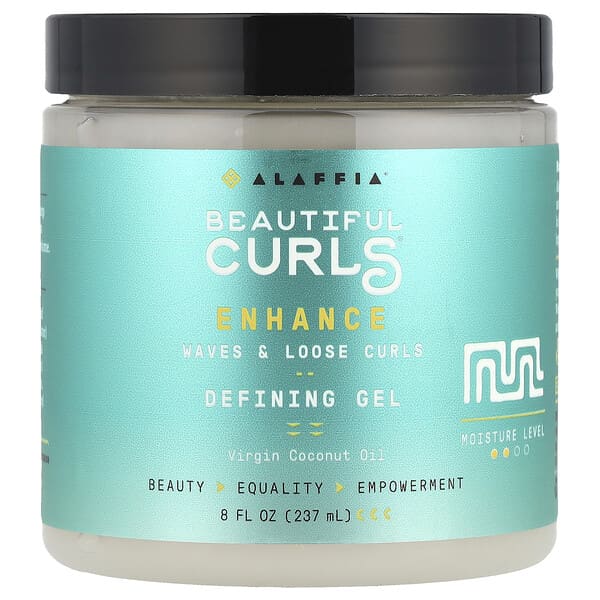 Alaffia, Beautiful Curls, 컬 디파이닝 젤, 웨이브가 있는 모발 및 컬이 있는 모발, 버진 코코넛오일, 235ml(8fl oz)
