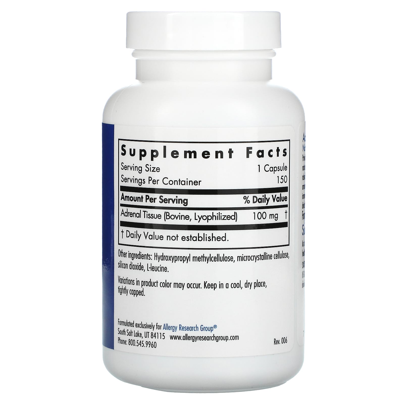 Allergy Research Group, Glandular Natural Suprarrenal, 150 cápsulas