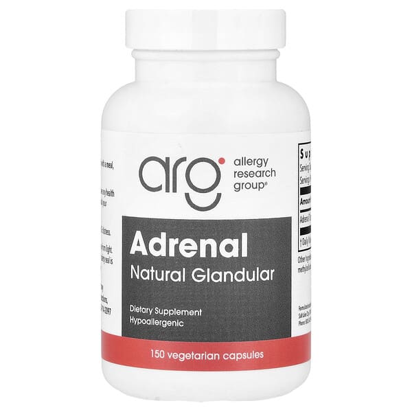Adrenal, Natural Glandular, 150 Vegetarian Capsules (100 mg per Capsule)