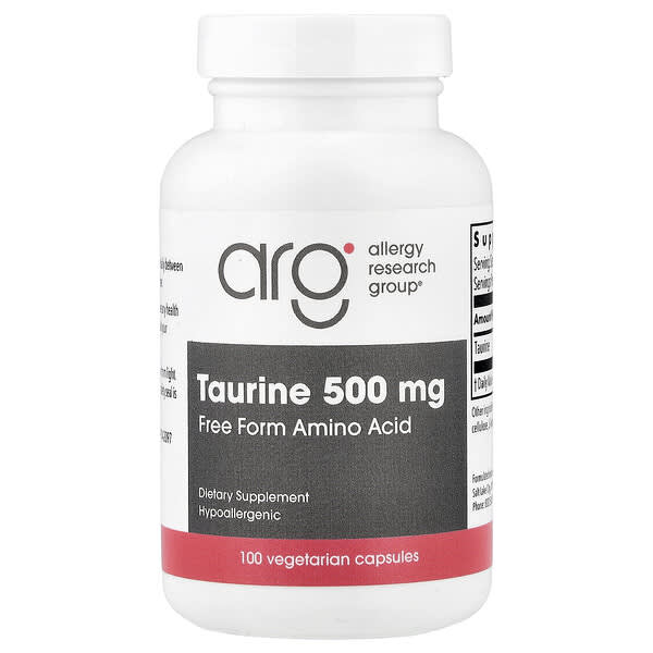 Allergy Research Group, Taurine, 500 mg, 100 Vegetarian Capsules — product photo 1