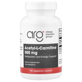 Allergy Research Group, アセチル-L-カルニチン、500mg、ベジカプセル100粒