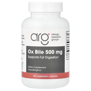 Allergy Research Group, Ox Bile, Ochsengalle, 500 mg, 100 pflanzliche Kapseln