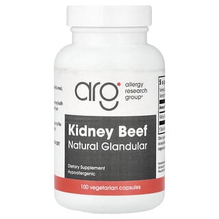 Allergy Research Group, Carne de res con riñón, Glandular natural, 100 cápsulas vegetales