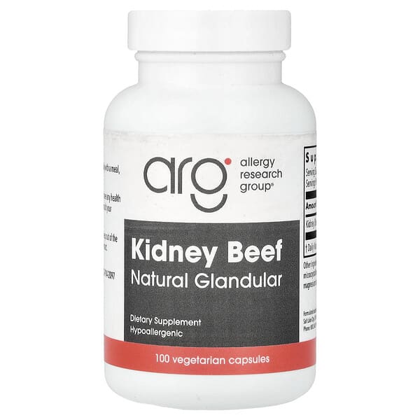 Kidney Beef, Natural Glandular, 100 Vegetarian Capsules (500 mg per Capsule)