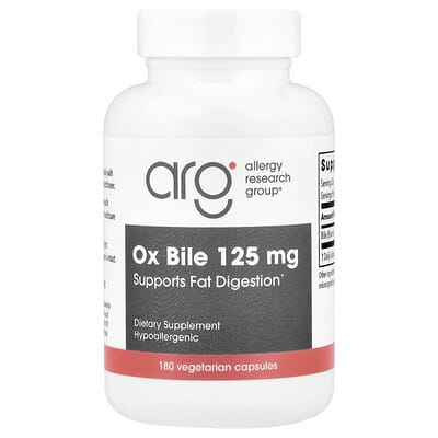 Allergy Research Group, Ox Bile, 125 mg, 180 Vegetarian Capsules
