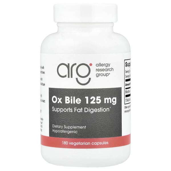 Allergy Research Group, 소 담즙, 125mg, 베지 캡슐 180정