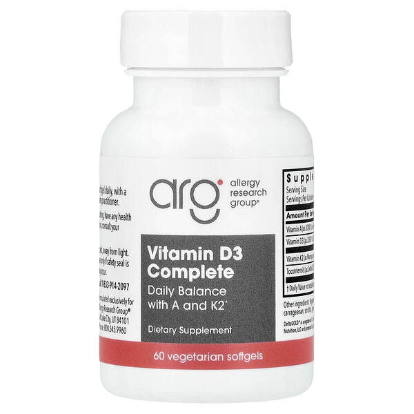 Allergy Research Group, Vitamina D3 completa, 60 cápsulas blandas vegetales