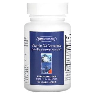 Allergy Research Group, Vitamina D3 Completo, 120 Cápsulas Softgel Vegetais