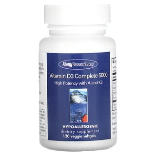 Allergy Research Group, Vitamina D3 Complete 5000, 120 Cápsulas Softgel Vegetais