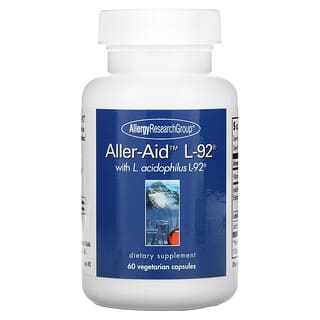 Allergy Research Group, Aller-Aid L-92, засіб від алергії, містить ацидофільні лактобактерії (L. acidophilus) L-92, 60 вегетаріанських капсул