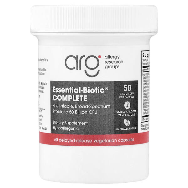 Allergy Research Group, Essential-Biotic® 컴플리트, 500억CFU, 지연 방출 베지 캡슐 60정