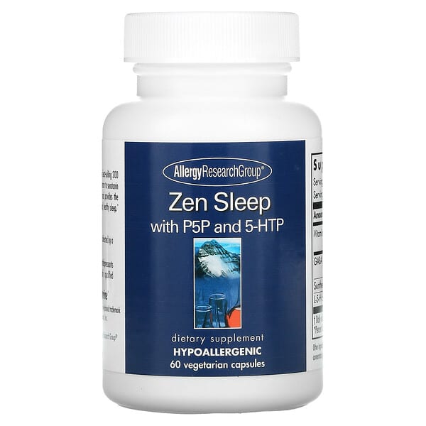 Allergy Research Group‏, Zen Sleep مع فوسفات البيريدوكسال و5-هيدروكسيتريبتوفان، 60 كبسولة نباتية