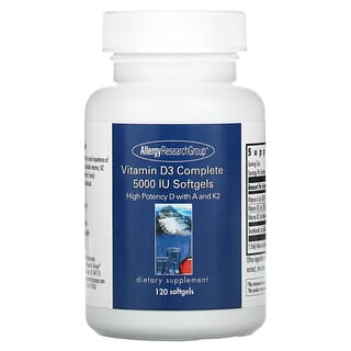 Allergy Research Group, Vitamina D3 completa, 5000 UI, 120 cápsulas blandas