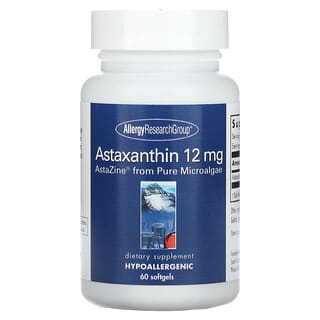Allergy Research Group, Astaxanthin, AstaZine da Pure Microalgae, 12 mg, 60 cápsulas softgel